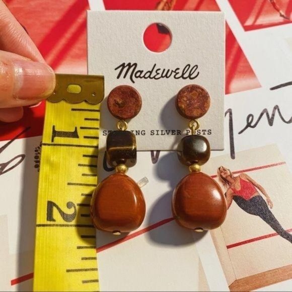 NWT Madewell Statement Stone Earrings In Red - Picture 6 of 6